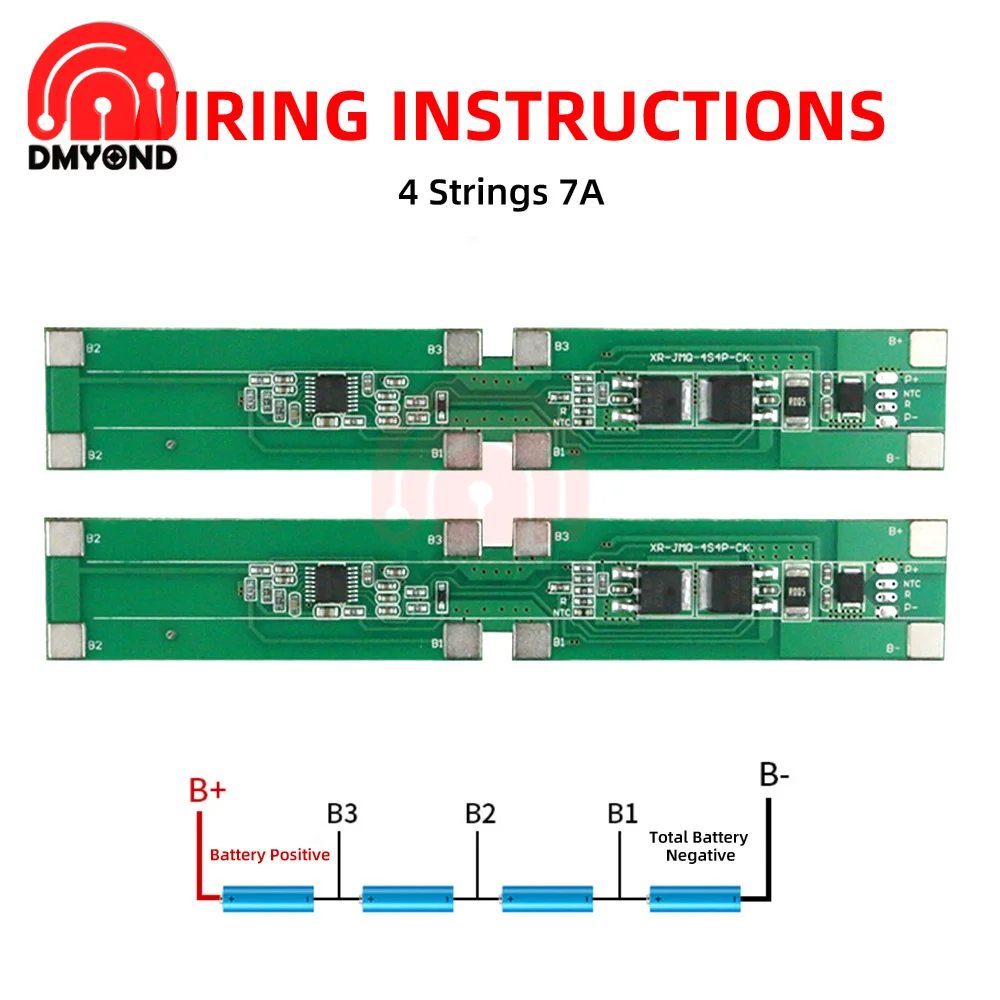 4S Same Port Battery Protection Board Lithium 18650 Charge Board 14.8V With Balance 7A Short Circuit Protection For Power Bank
