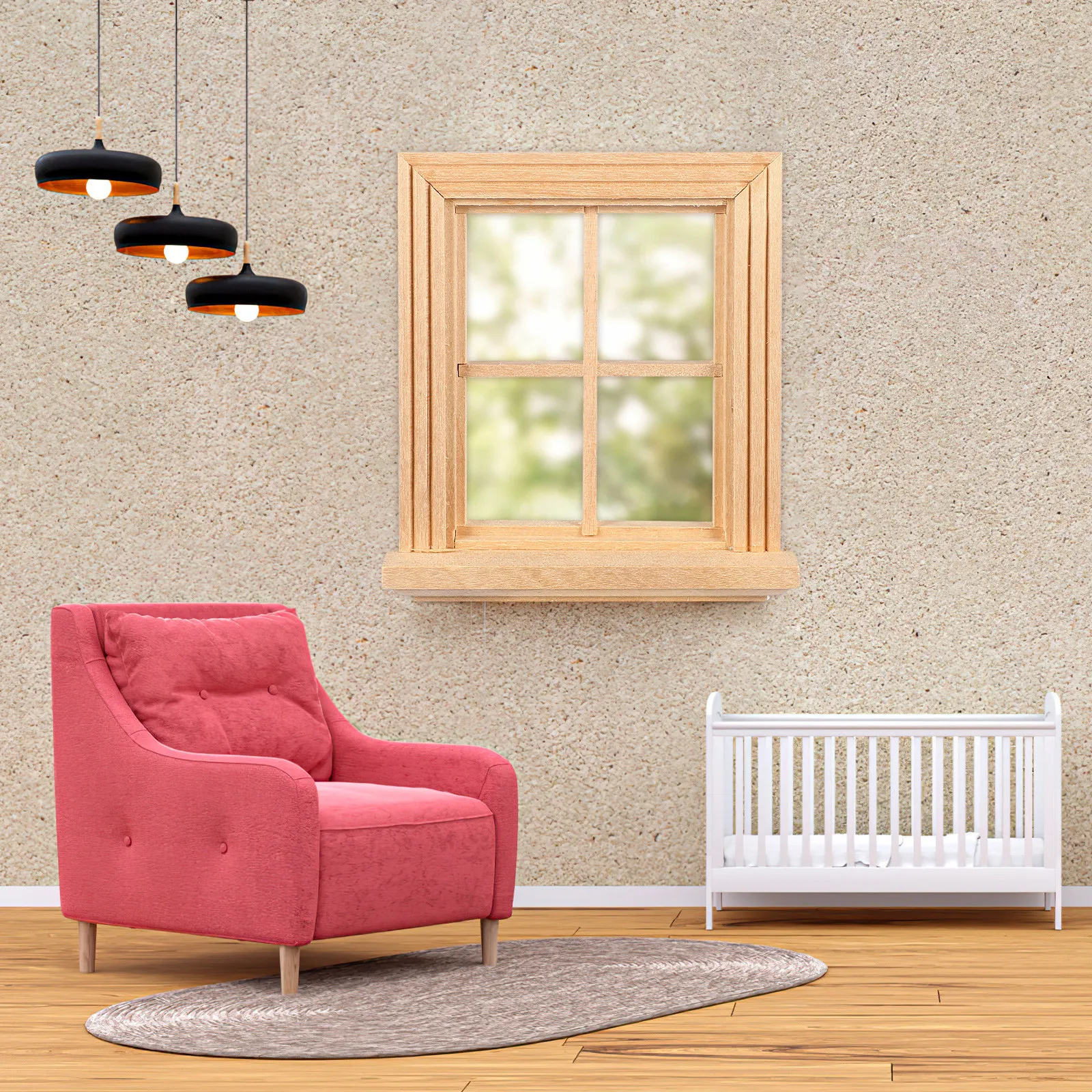

Miniature Wooden Window Frame Furniture Decoration for Tiny House Accessories Mini Window Ornament Perfect for Kids Handmade DIY