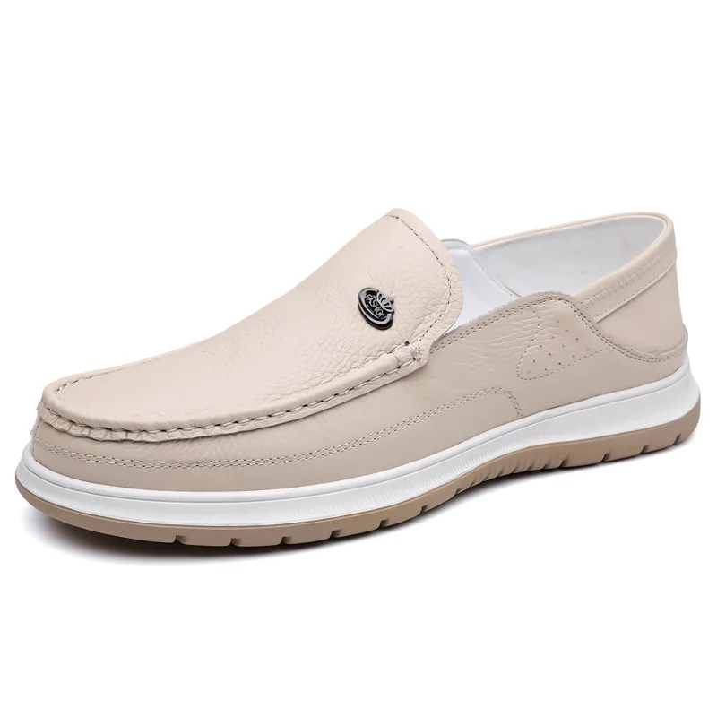 

New Designer Spring Autumn Loafers for Men Cow Leather Fashion Shoes Male Solid Color Casual Driving Shoes Man