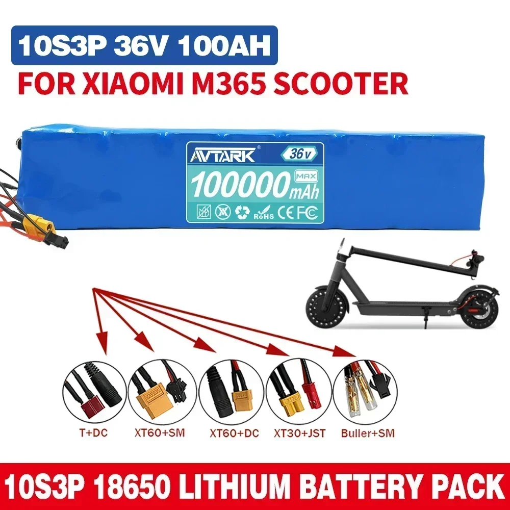 電動スクーター用リチウム電池m36536v100000mah36v1865010s3p