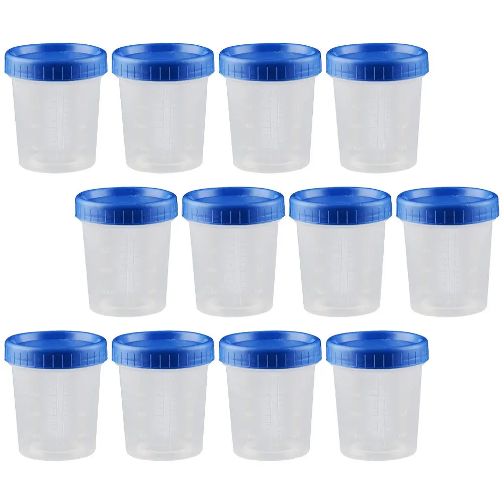25Pcs 120Ml Screw-Lid Specimen Cups Leak-Proof Graduated Measuring Cups for Urine Cytology Histology Pathology Lab Sampling