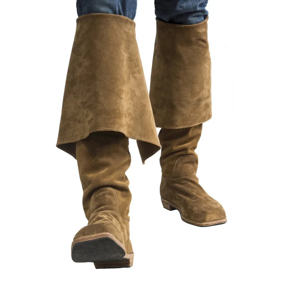 Herren Kunstwildleder Kniehohe Winddichte Schuhe Retro Piratenfilm Kapitän Stiefel Mittelalterliche Cosplay Lange Stiefel – Detail 13