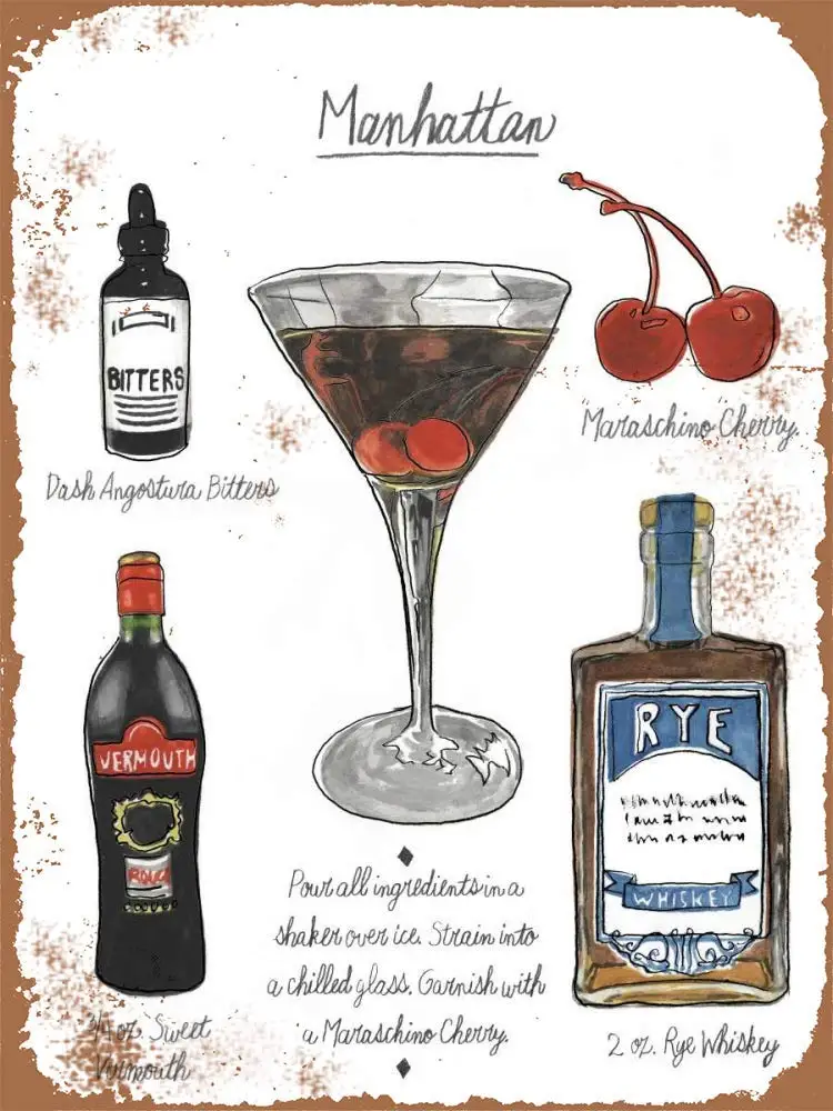 SLALL классический коктейль-манхэттен ретро уличный знак бытовой металлический жестяной знак бар кафе автомобиль мотоцикл гаражные украшения