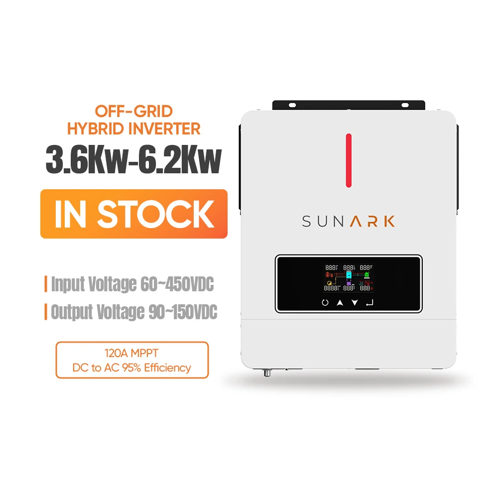 SunArk Smart Solar Frequency Inverter Hybrid 3.6KVA 5KVA 6.2KVA Double MPPT Solar Power Inverters for Home