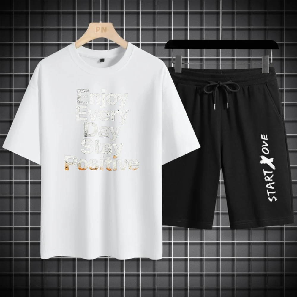 Men's T-shirts Sets Fashion football Breathable men's clothing set Summer Polyester Men's sweatshirt set Short Sleeve+ Shorts