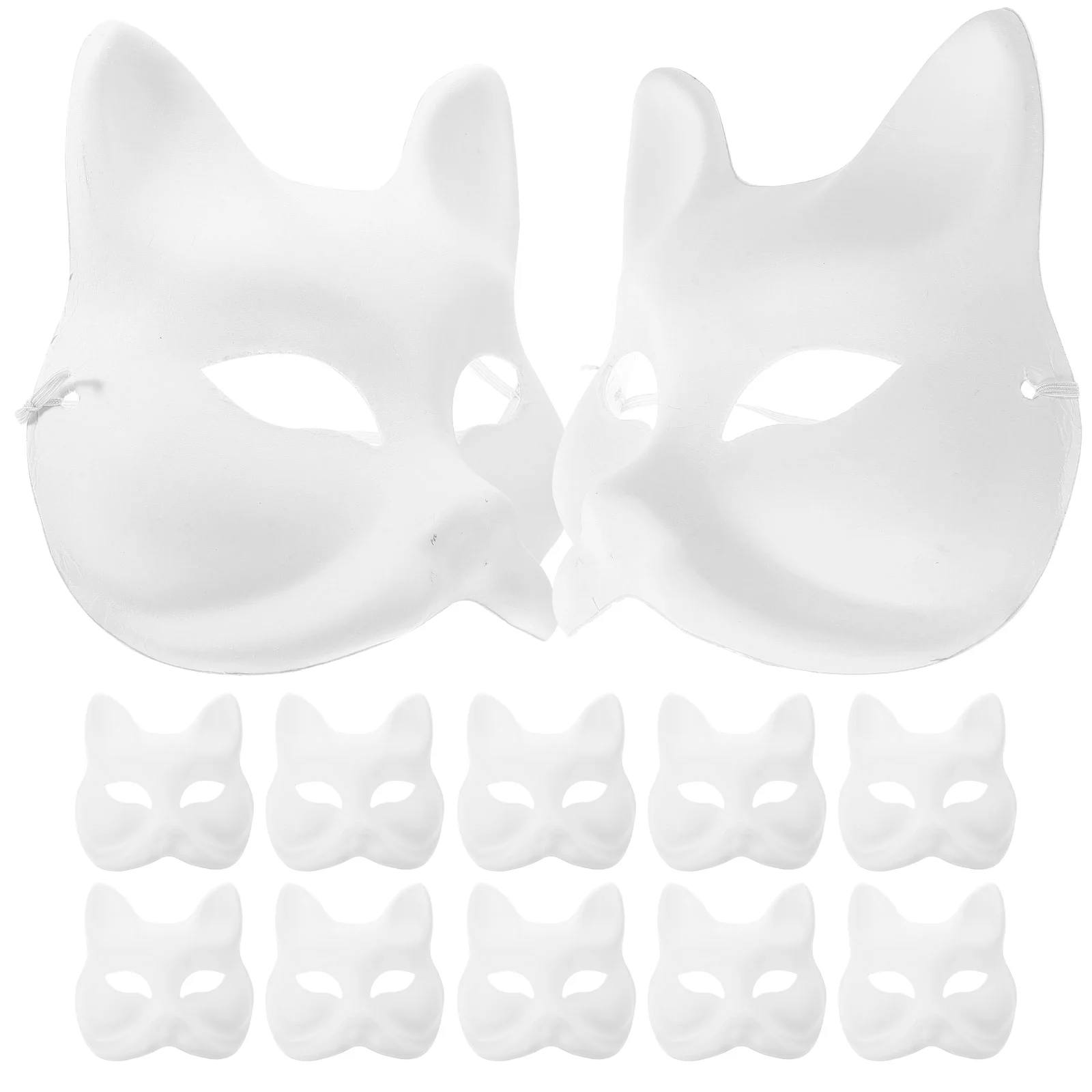 

12 Pcs Hand Painted Pulp Masks Masquerade DIY for Party Fox Animal Kids Women White Halloween Costumes