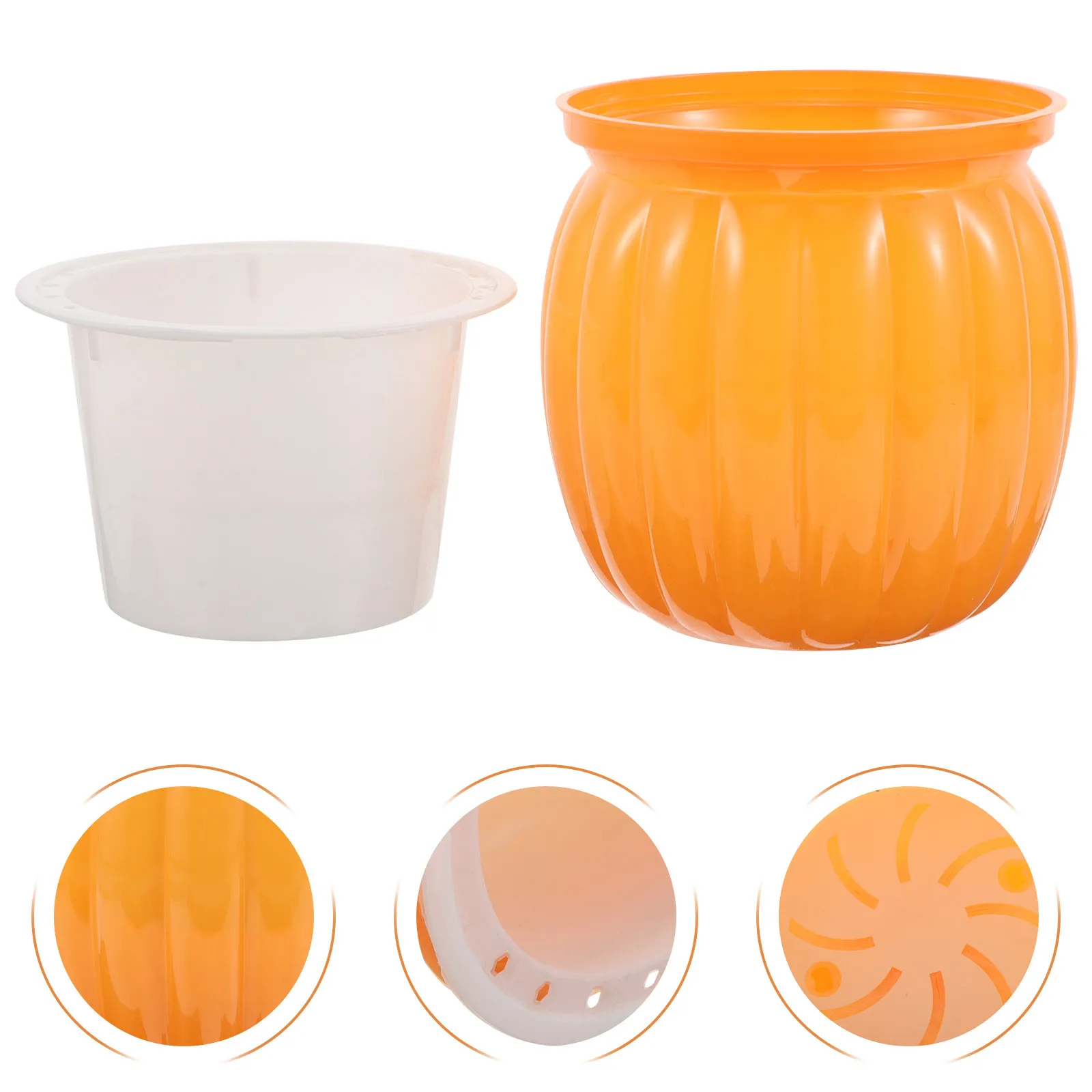 Pumpkin Shape Plastic Planter Thickened Stable Self Watering Flower Pot Succulent Planter Pot Desktop Vase Home Decor