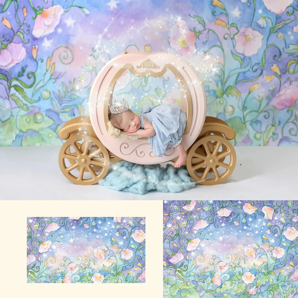 Mocsicka Morning Glory-Newborn Baby Portrait Backdrops Dreamy Floral Background Girls Birthday Cake Smash Photo Studio Prop