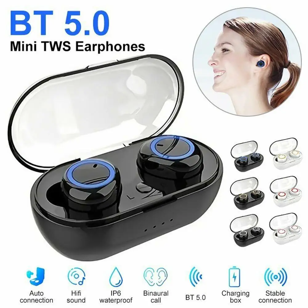 2/5PCS Waterproof Headphones Waterproof Stereophone Sweatproof Sports Earphones Call Wiht Microphone Music Tws Headset