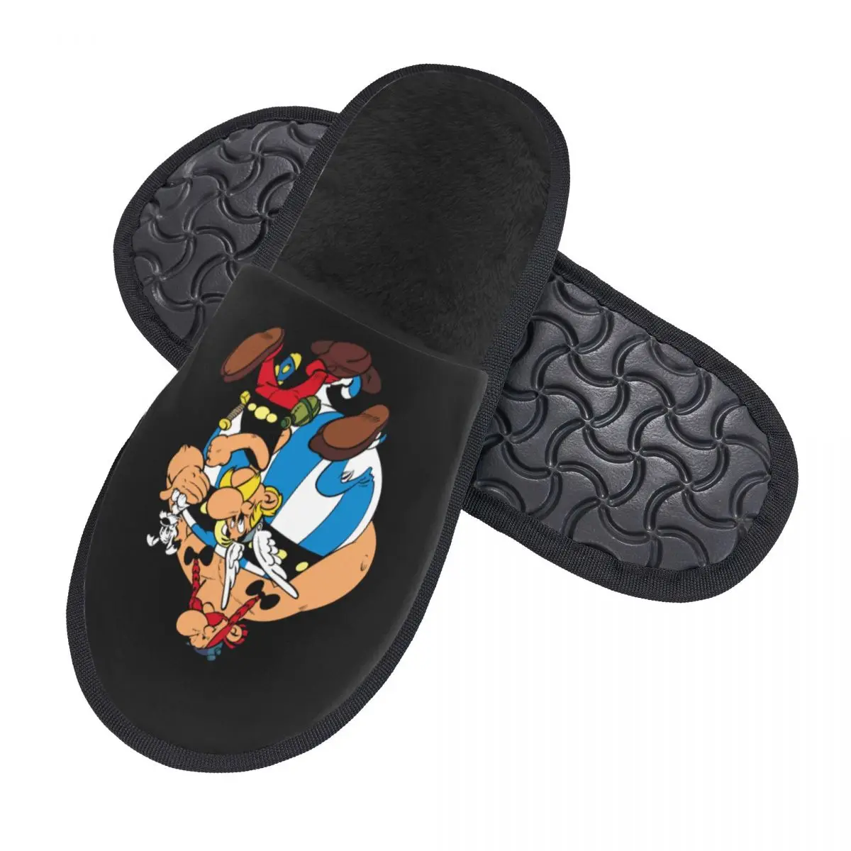 Custom Asterix And Obelix Soft Memory Foam House Slippers Women Adventure Manga Getafix Dogmatix Cozy Anti-skid Sole Slipper