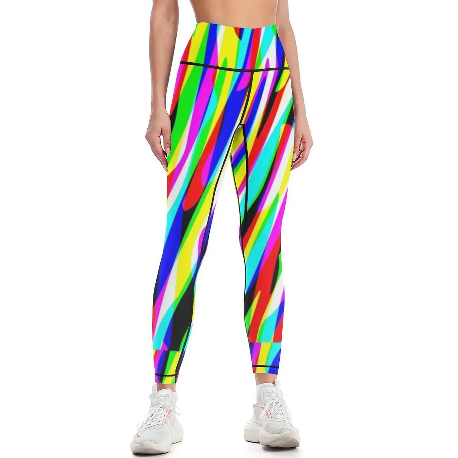 electrifying Neon and black Zebra Print design Leggings for physical Jogger pants flared Golf wear Womens Leggings