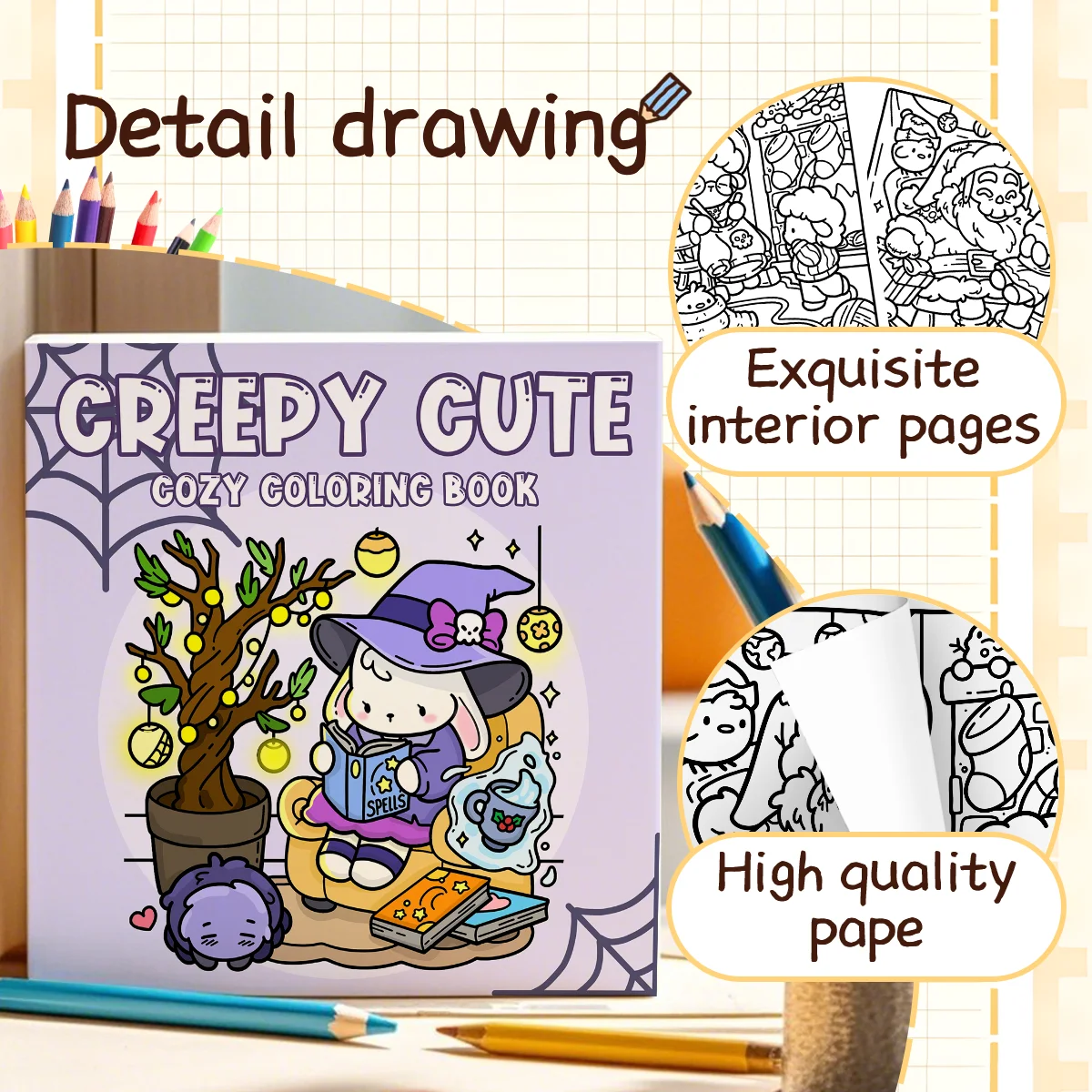 CREEPY CUTE Coloring Book for Adults Featuring Cute Cozy Daily Activities for Educational DIY Relaxation Children Drawing Books