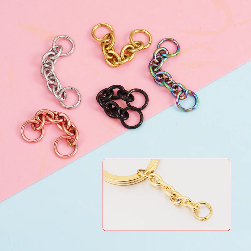 10Pcs/Lot  Stainless Steel 34mm Cable Chain Extender End For DIY Making Keychain Bracelets Jewelry Findings Accessories