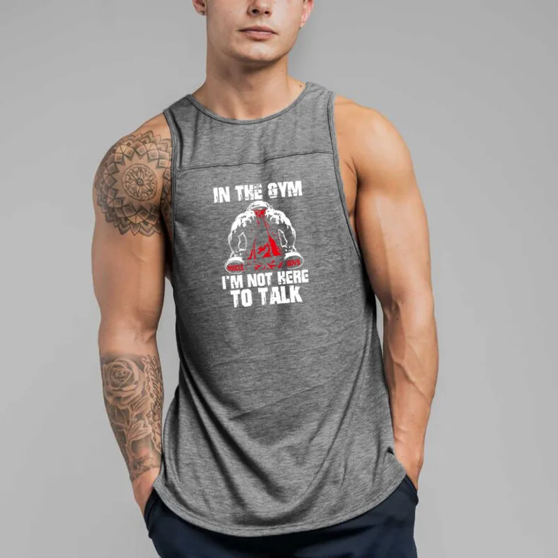 

Gym Bodybuilding Running Sportswear Men Fashion Stitching Sleeveless Tank Tops Summer Workout Breathable Loose Cool Cotton Shirt