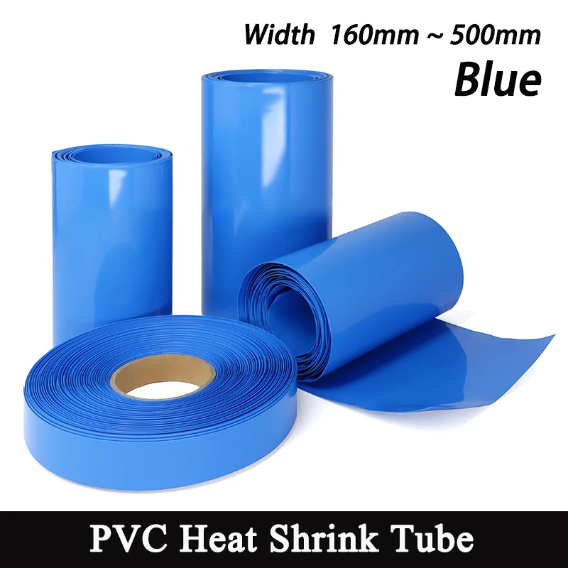 

1~10m Blue Width 160mm ~ 500mm PVC Heat Shrink Tube 18650 Lipo Battery Pack Insulated Cable Sleeve Protection Battery Film Wrap