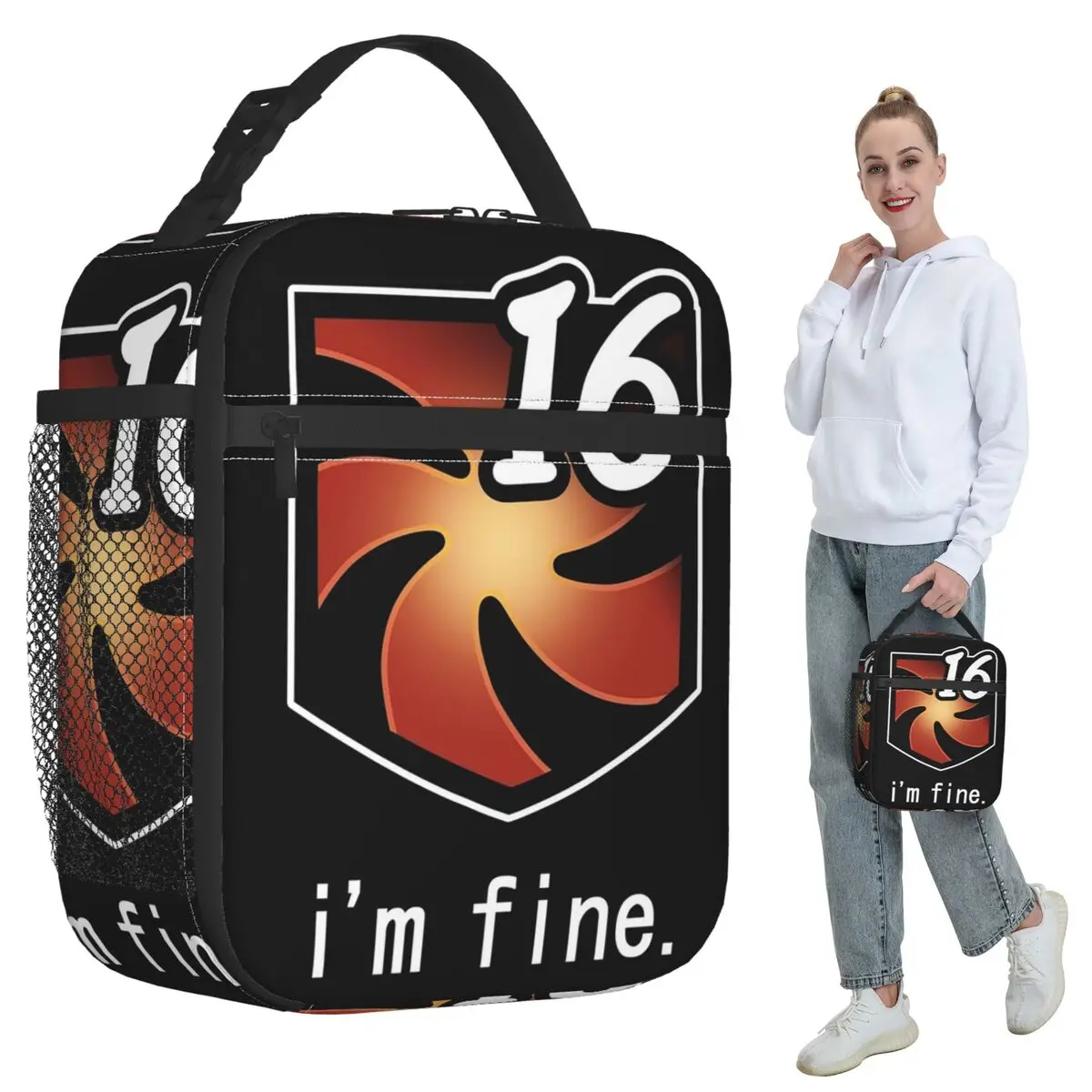 

I'm Fine Vuln Stacks Insulated Lunch Bag for Women Office Cooler Thermal Food Box Tote Portable Lunch Boxes Container