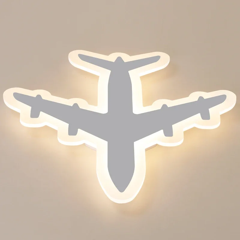 White Acrylic Airplane LED Ceiling Light  Modern Kids Bedroom  Lamp Decorative Home Indoor Lighting