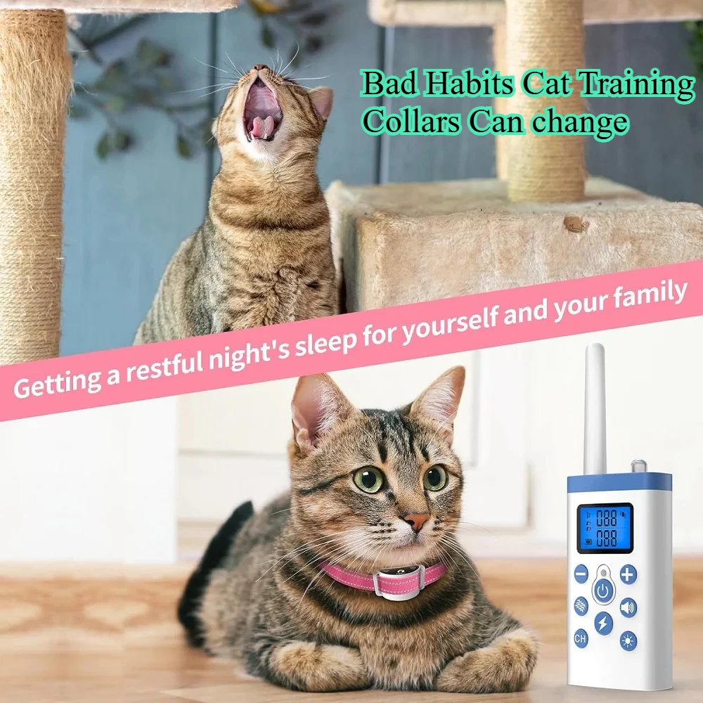 

Cat Stop Meowing Collar,Remote Control/Automatic Two-in-one Anti-Meow Training Collar, Cat Accessories Shock Collar with Remote