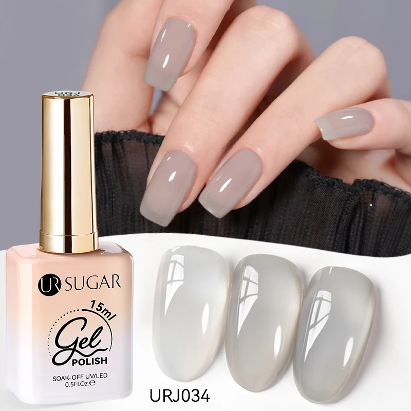 UR SUGAR 15 ml Jelly Nude Gel Nagellack Hellrosa Durchscheinende Farbe Soak Off UV LED Gel Lack Nail Art DIY Mode Maniküre