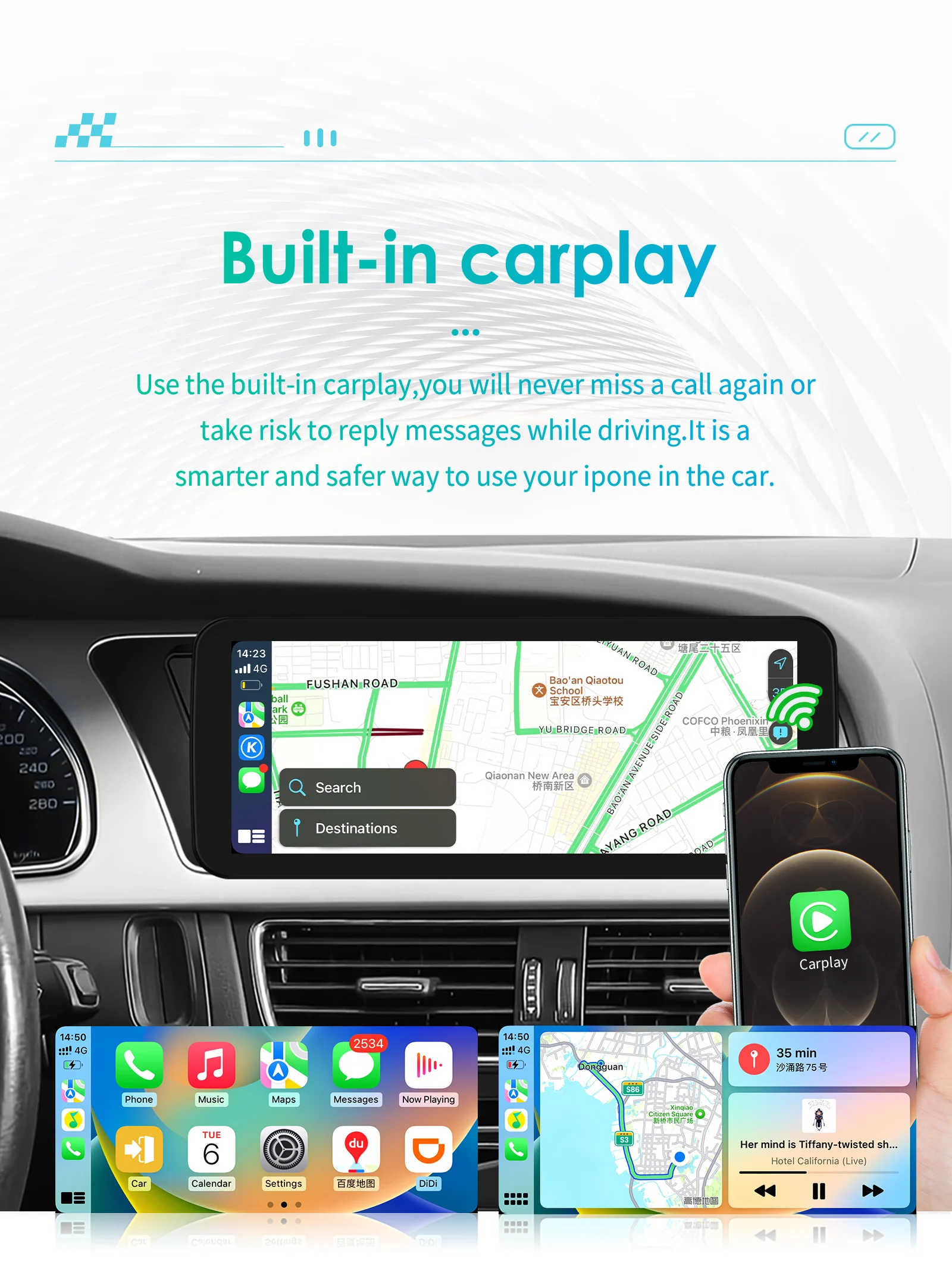 Android 13 Autoradio Carplay For Audi A4 A5 B8 S4 S5 2009-2016 Auto Multimedia 4G Carplay GPS navi car intelligent system Stereo