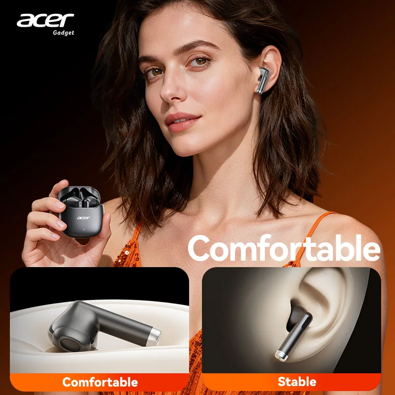 سماعة بلوتوث لاسلكية Acer Ohr617، تصميم داخل الأذن، ميكروفون مدمج عالي الوضوح، تقليل ضوضاء المكالمات، جودة صوت ستيريو، صغير، مدمج، مريح في الارتداء، مع علبة شحن من النوع C #4
