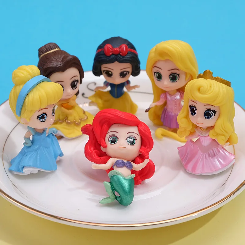 5cm Disney Princess Tangled Rapunzel Sonw White Belle Cinderella Mermaid Aurora Cake Decoration Children Birthday