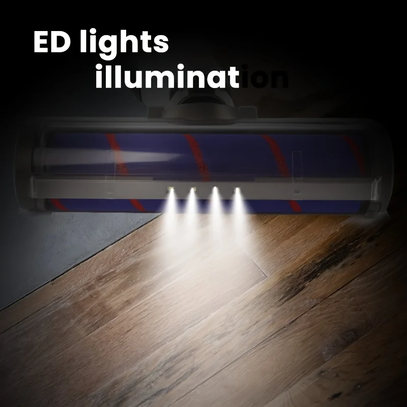 หัวซับพื้นชิ้นส่วนแปรงลูกกลิ้งนุ่มสําหรับเครื่องดูดฝุ่น V7 V8 V10 V11 อุปกรณ์เสริมหมุนได้พร้อมไฟ LED 4 ดวง