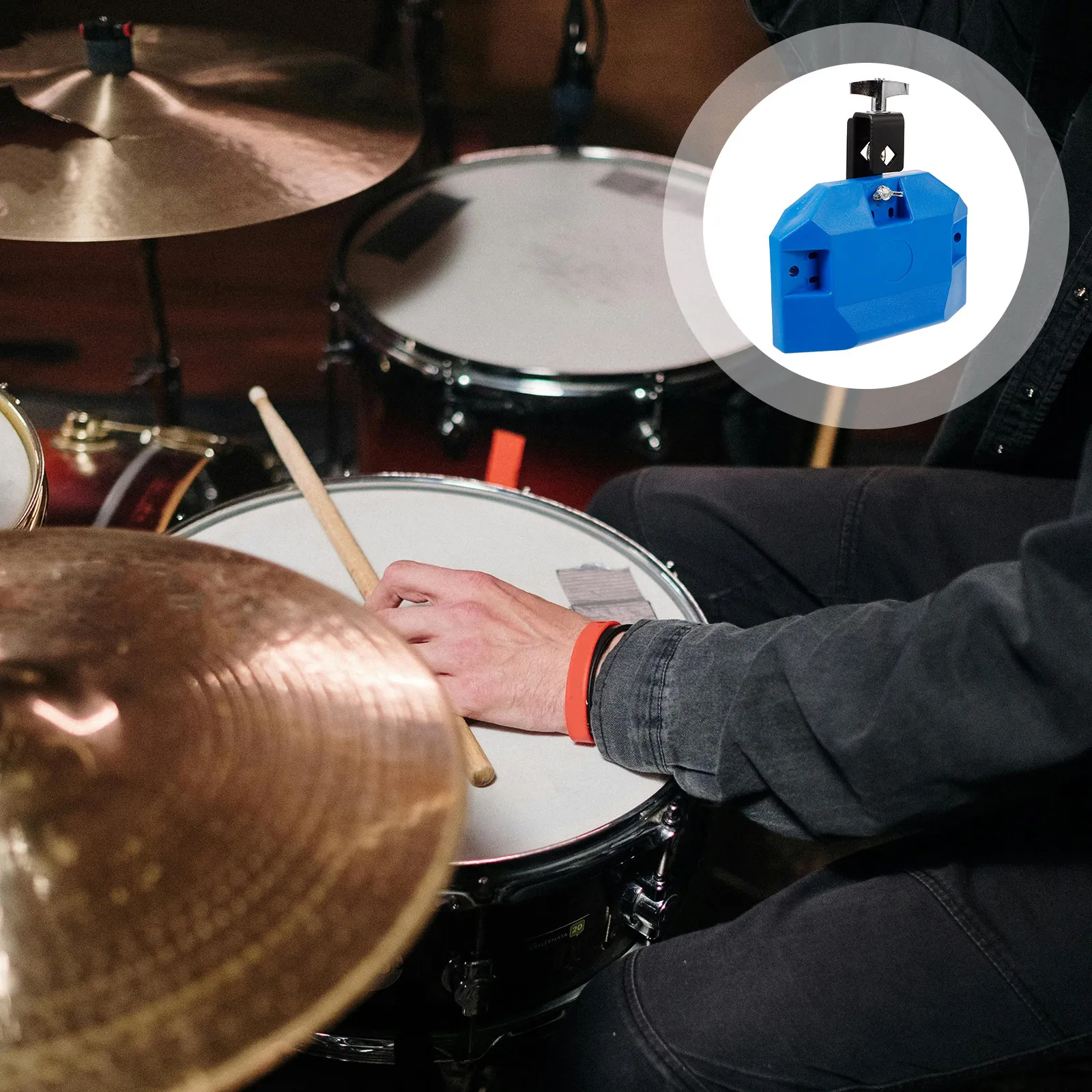 

Профессиональный металлический колокольчик для барабанной установки, гибридный перкуссионный инструмент из нержавеющей стали и пластика, аксессуар с чистым проникающим звуком