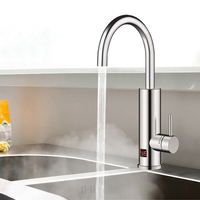 3000W Electric Water Heater Stainless Steel Faucet Kitchen Tankless Water Heater Electric Faucet with Temperature Display 220V