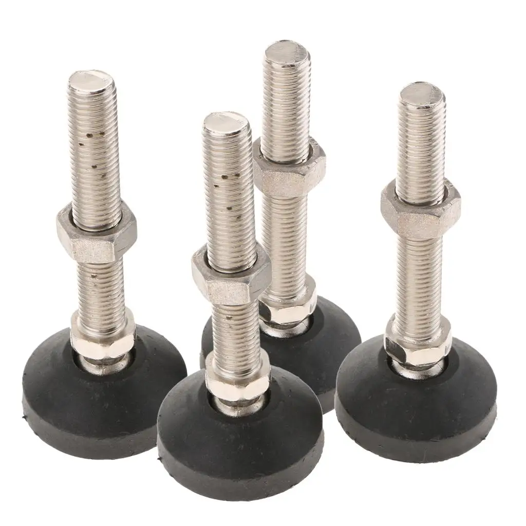 Carbon Steel Rubber Furniture Levelers - Adjustable Furniture Legs - 4 PCS Pack 60mm Base Diameter