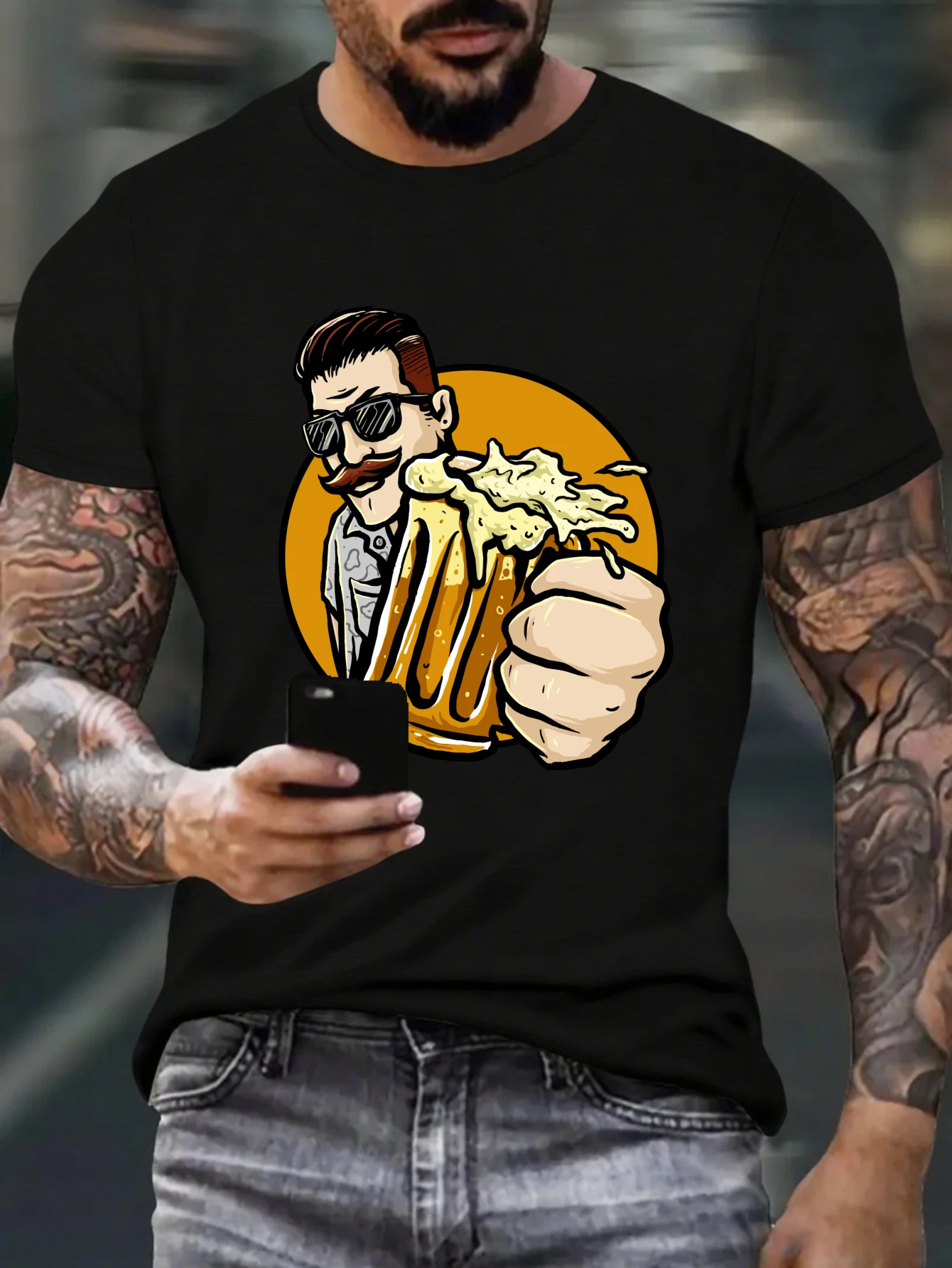 

Vintage Mexican Mariachi Graphic T-Shirt for Men, Fiesta Style Short Sleeve Tee, Casual Mariachi Print Tops