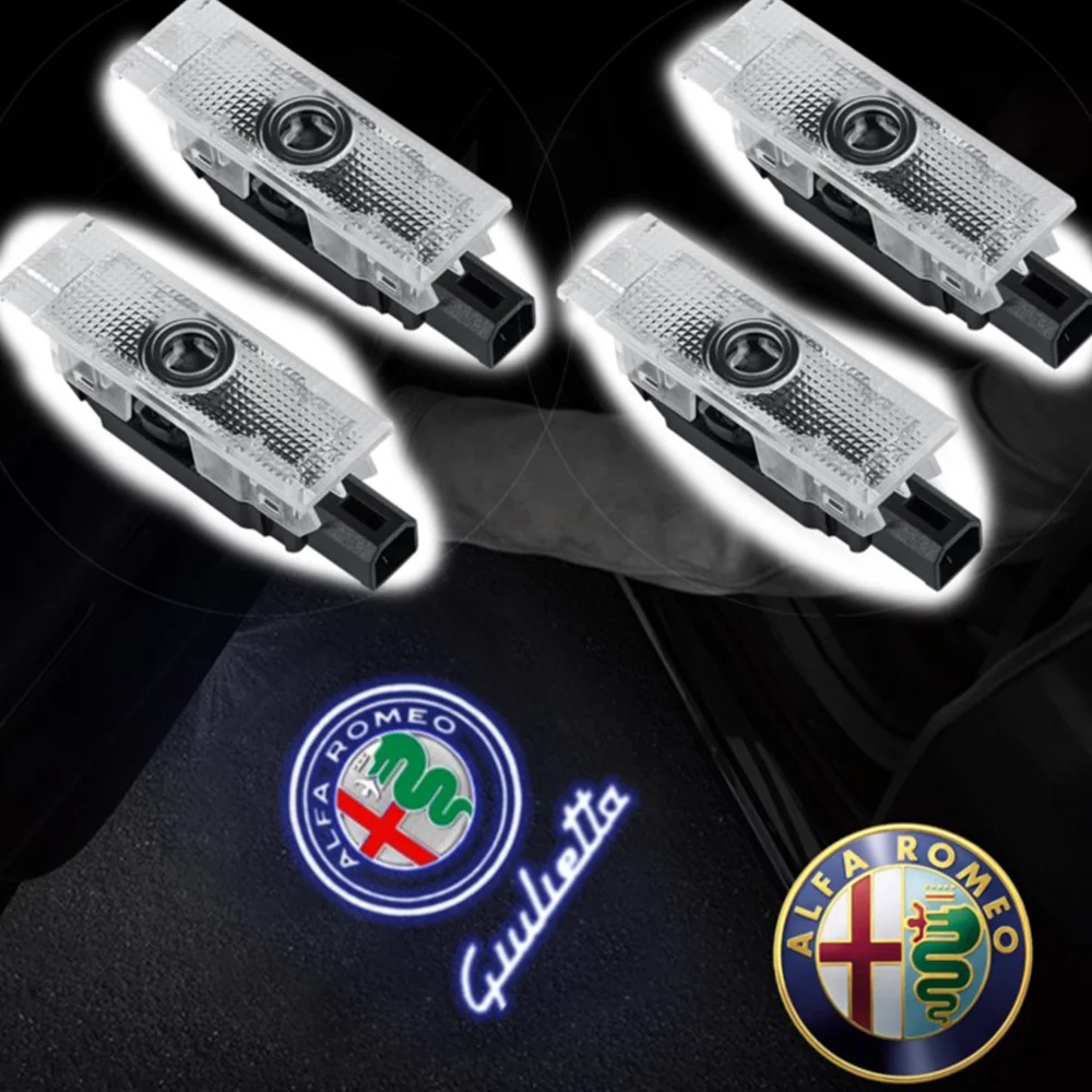 4pcs/set LED Ghost Shadow Car Door Welcome Light Accessories For Alfa Romeo Stelvio 2017 Giulia 2017 Auto HD Courtesy Lamp