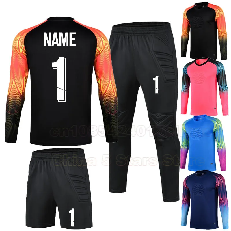 New Goalkeeper Uniforms For Men Boys,Long Sleeve Soccer Shirt  Football Training Goalkeeper Top Soccer Jersey Pants Shorts Set