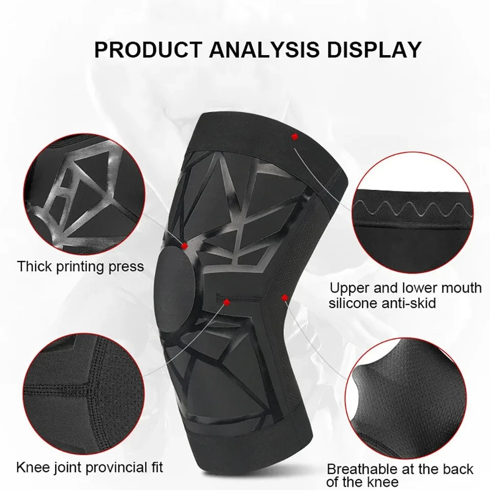 LOOGDEEL 1Pcs Elastic Sports Knee Pads Outdoor Basketball Football Cycling Compression Anti-Collision Protection Patella Kneepad