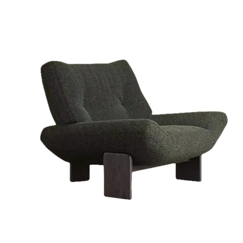

Retro single sofa chair wabi wind solid wood leisure hotel living room club reception designer negotiation chair