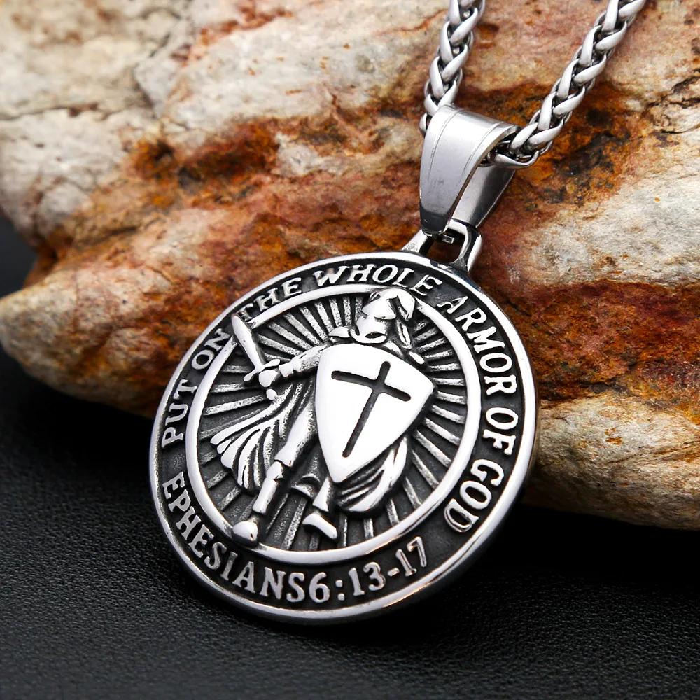 Vintage Ancient Greek Spartan Warrior Pendant Personalized Stainless Steel Shield Sword Necklaces for Men Cycling Party Jewelry