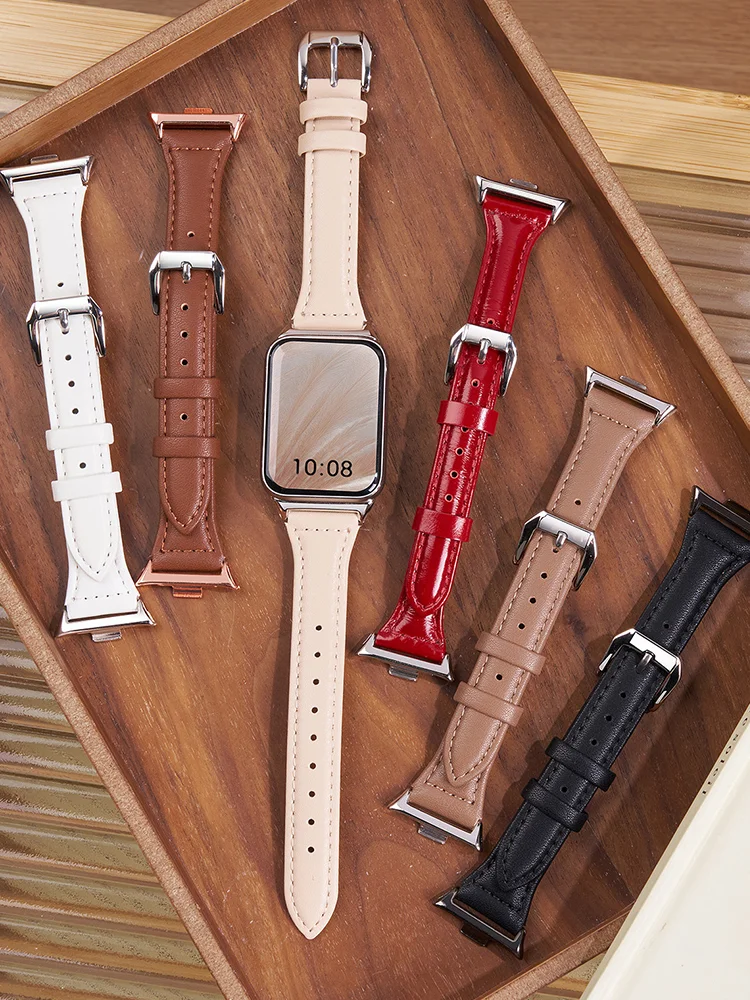 Schlanke Lederarmbänder für Xiaomi Mi Band 10 Pro/Mi Band 8 Pro/9 Pro, weiche Ersatzbänder für Redmi Watch 4 5 6 Zubehör.