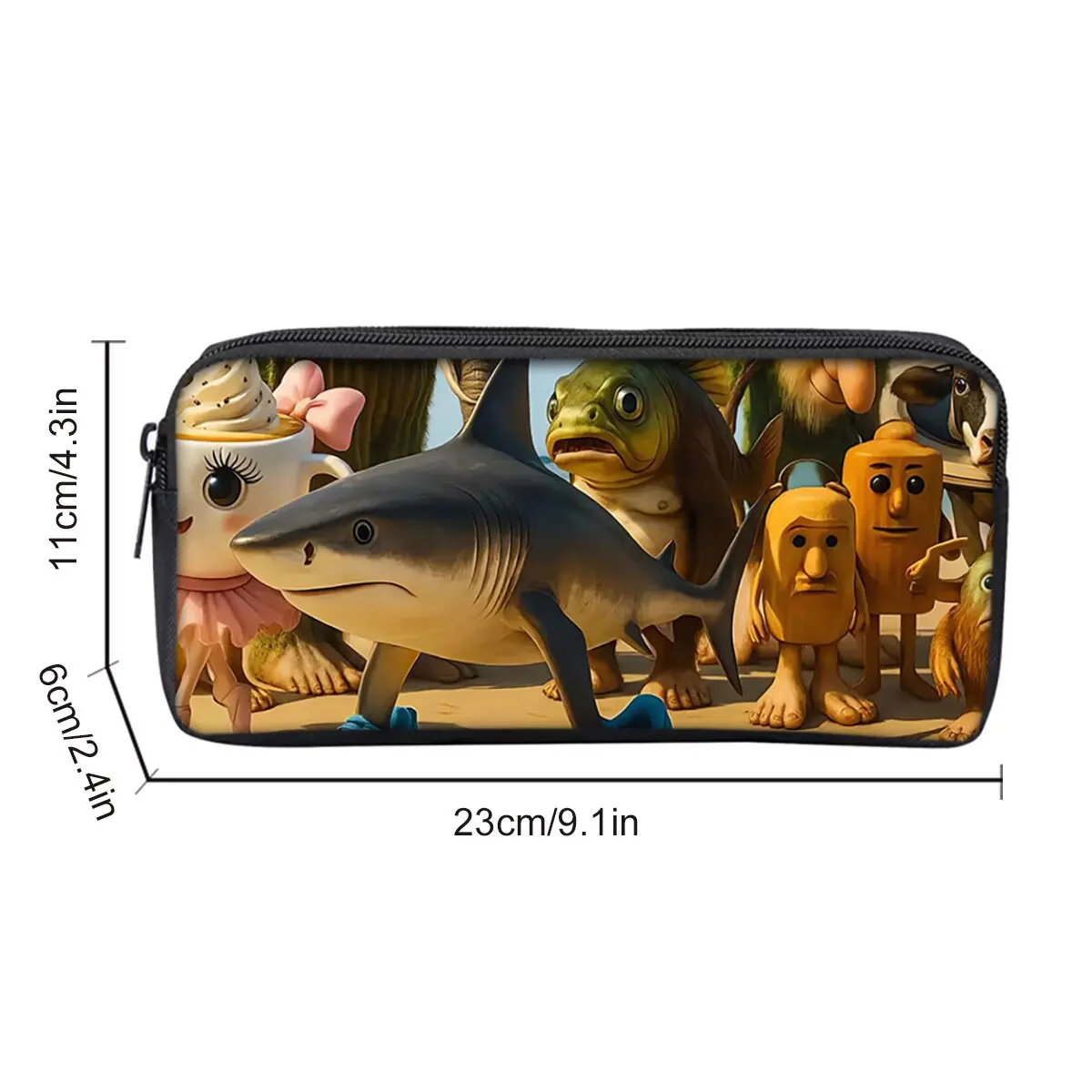 Italian Brainrot Print Single Layered Pencil Case for Boy/Girls Best Gifts 2D Cartoon School Supplies Pencil Pouch for Children