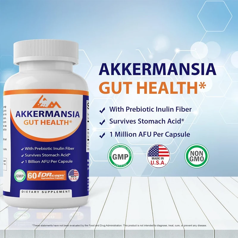 Vitamin Akkermansia Muciniphola for intestinal health -60 capsules DR - made from prebiotic inulin fiber