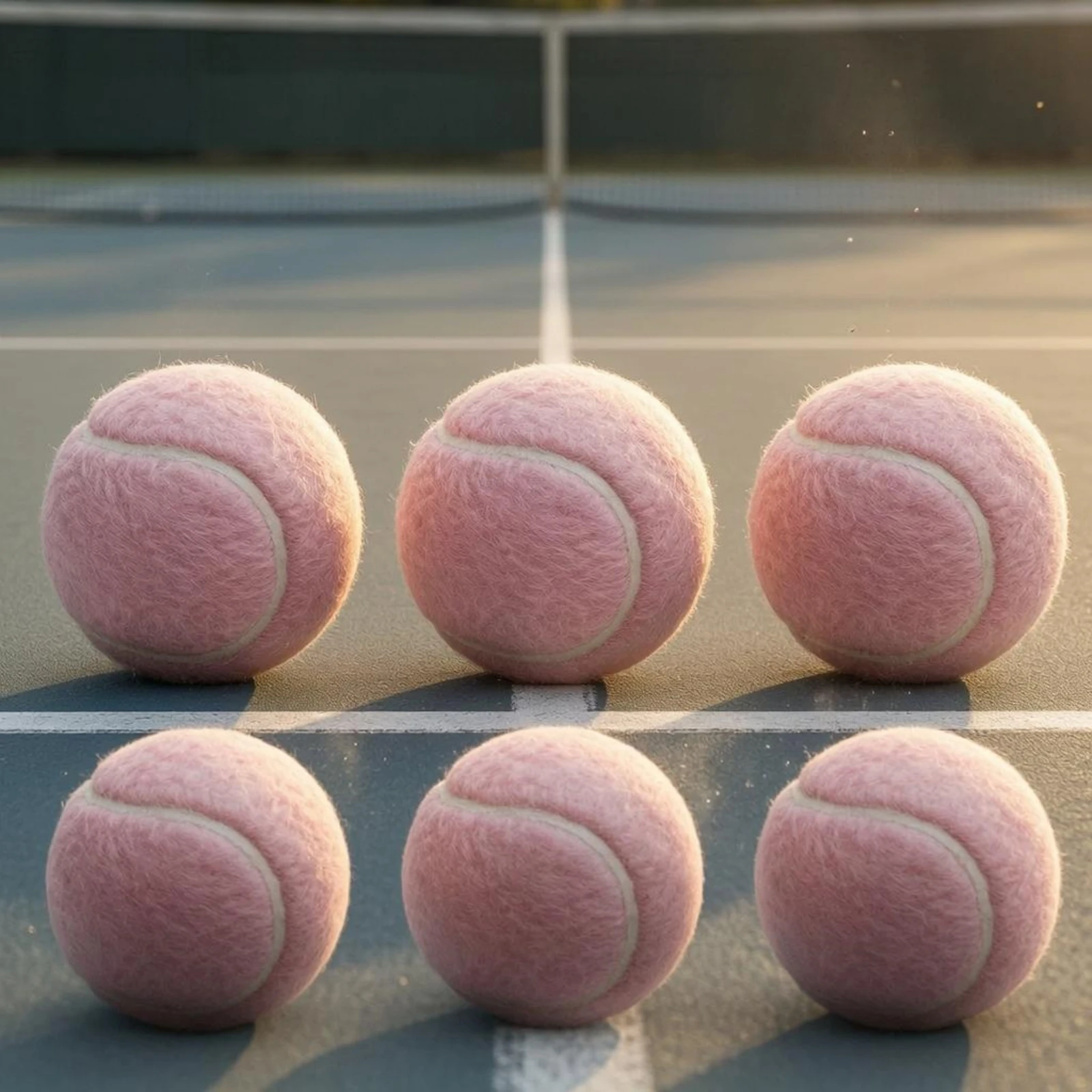 6 Pieces Pink Tennis Ball Stitched Seams Fuzzy Tennis Ball All Court Training