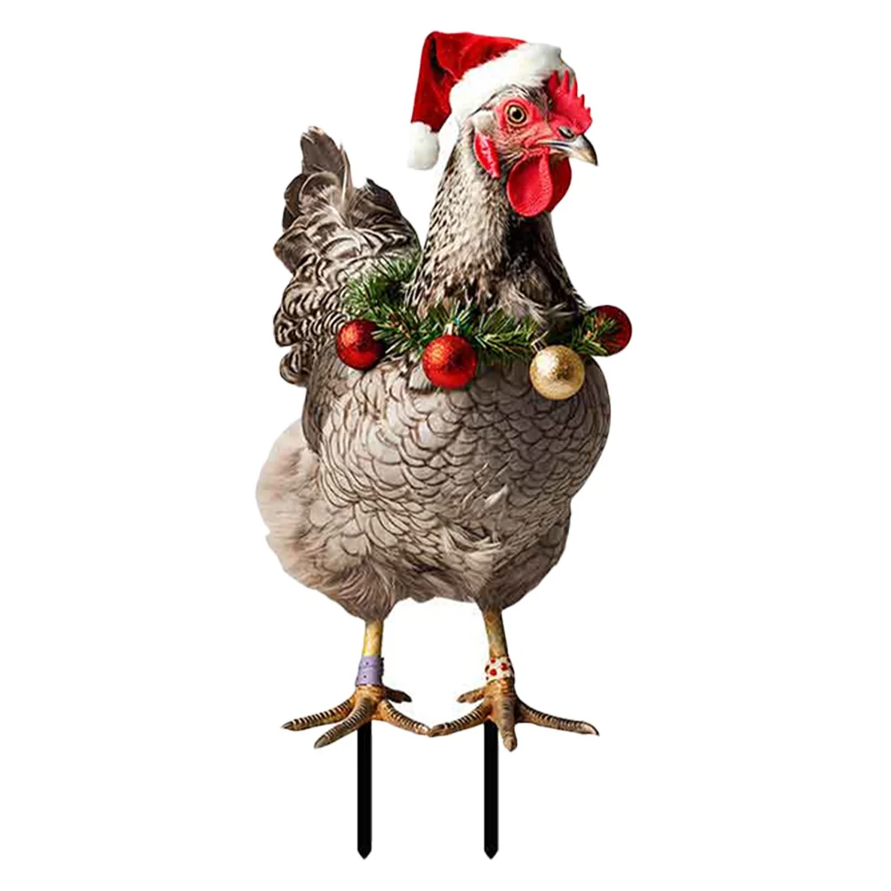 

Chicken Yard Decor Metal Garden Stake Outdoor Lawn Ornament for Patio Courtyard Park Rustic Farmhouse Style Decoration