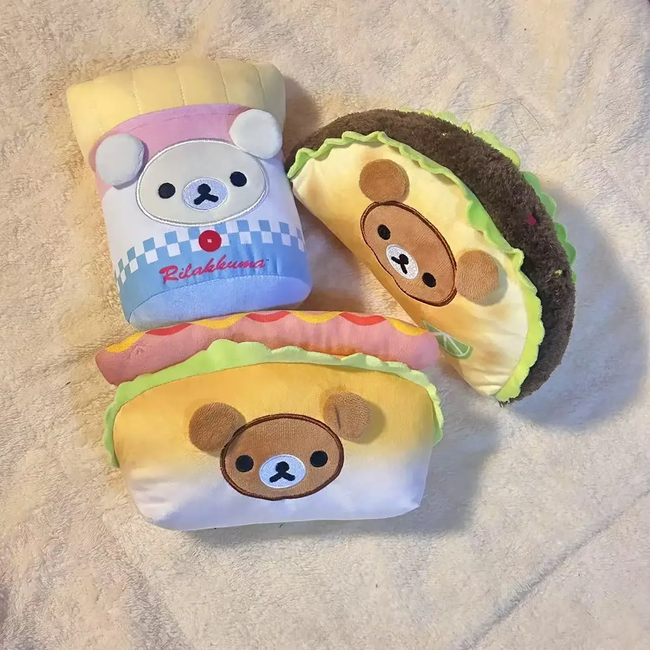Kawaii Rilakkuma Peluche Taco Hot Dog Patatine Fritte Orso Peluche Bella Anime Orso Farcito Bambola Giappone Anime Carino Compleanno Regalo di Natale
