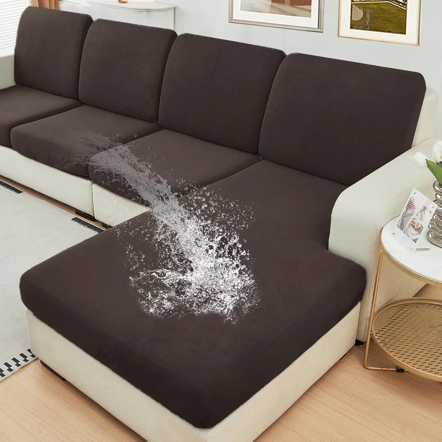 

Waterproof Couch Cushion Covers Thi Velvet Fabric Washable Sofa Slipcovers Sectional Couch Covers For 4 Pieces Separate L Shape