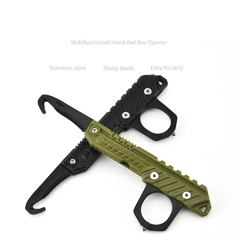 Mini Folding Unpacking Knife Outdoor Survival Multitool Multifunctional Hand Awl Box Cutter Broken Window Cone EDC Hand Tools