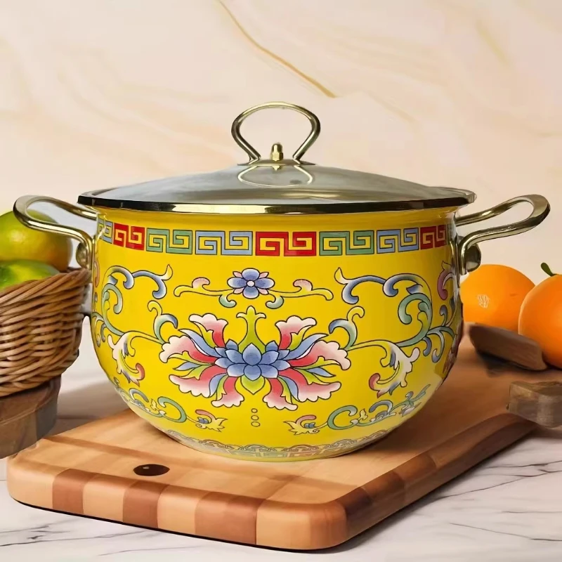 Classic Enameled Cast Iron Casserole Pot with Lid, Thickened for Soups & Stews, Induction Compatible