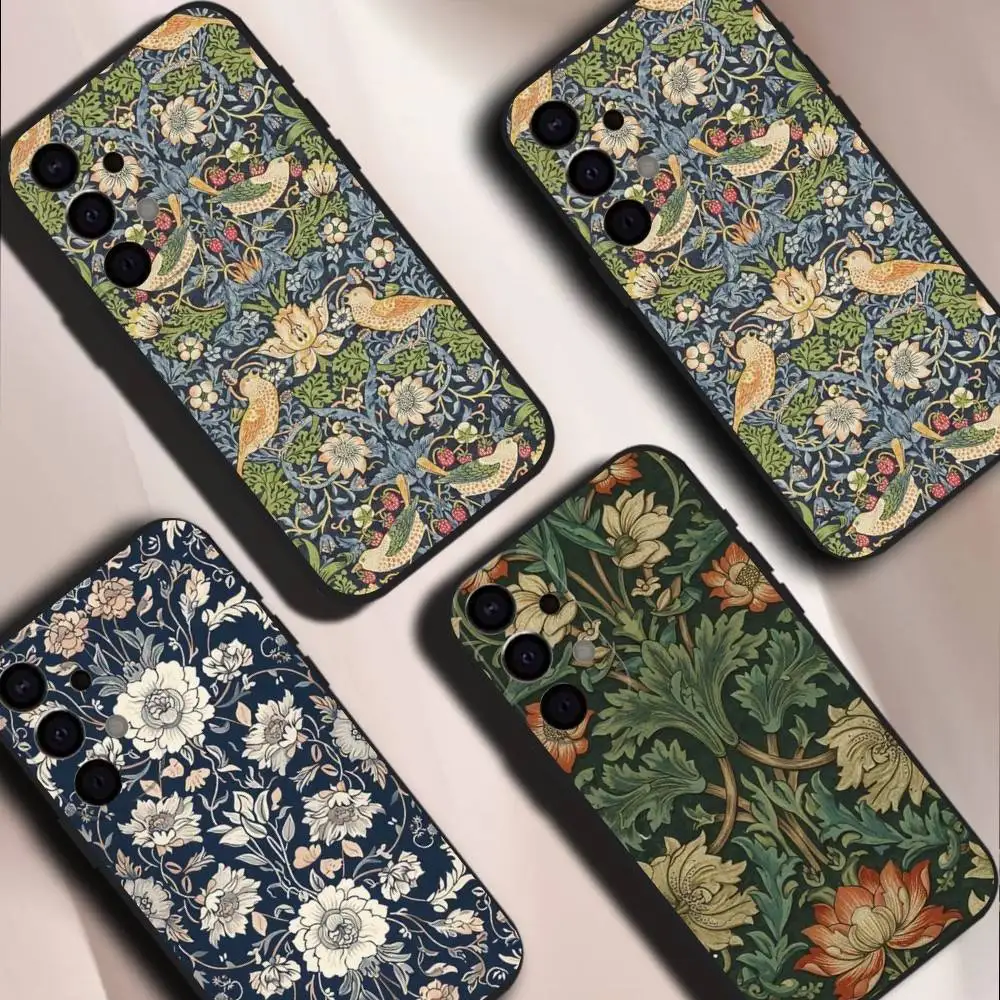 

William Morris Black Cover Phone Case For Samsung S26,S25,S24,S21,S22,S23,S30,Ultra,S20,Plus,Fe,Lite,5G