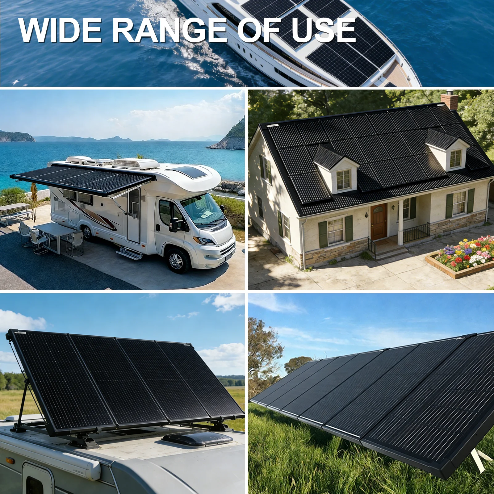 Off-Grid 200W 12V Solar Panel 18BB N-Type A+ Grade PV Module 25% Cell Efficiency IP68 Junction Box for Boat RV Camper Rooftop Household - view 8