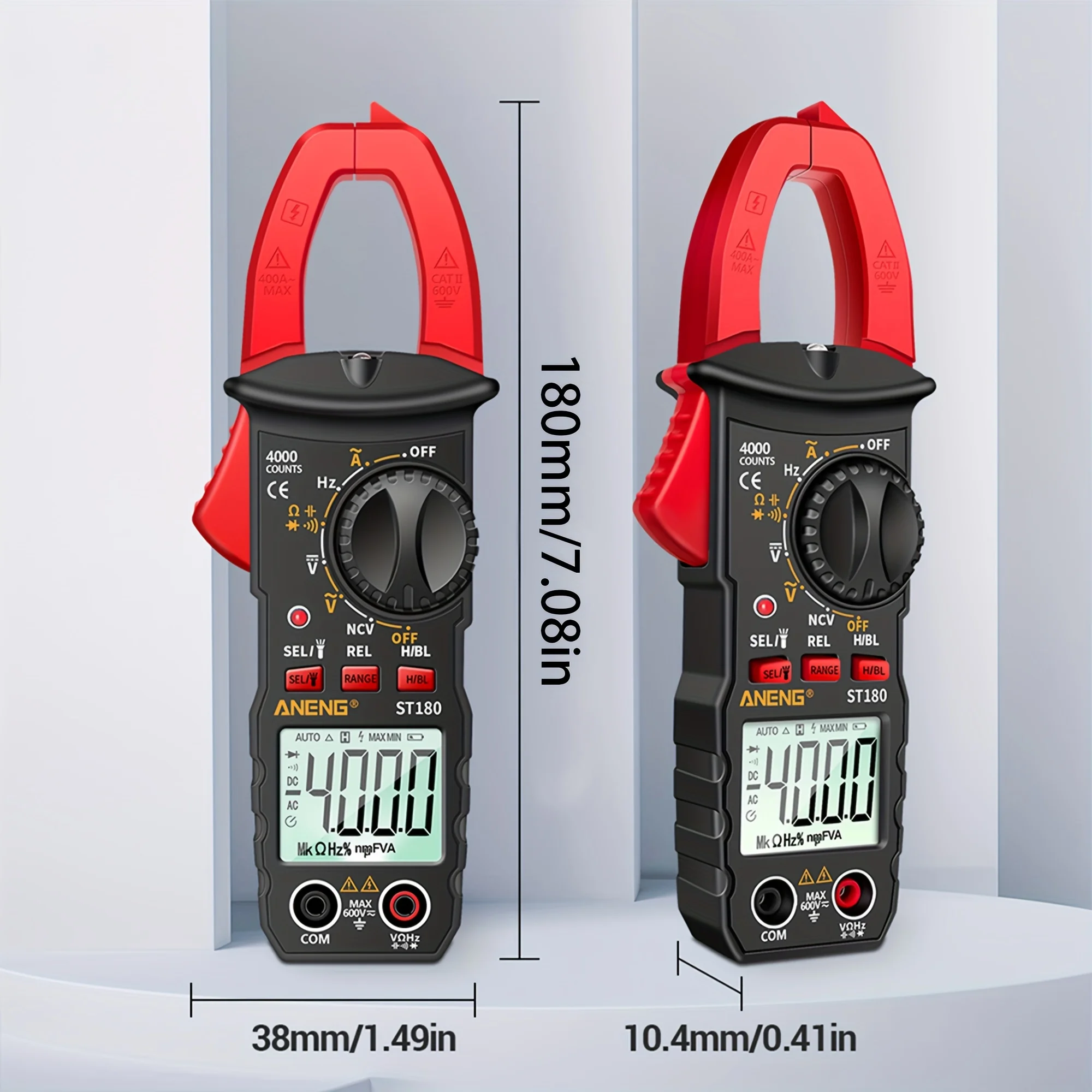 ST180 digital clamp ammeter kit, including measuring pen. 4000 counts, equipped with buzzer, high-precision multimeter