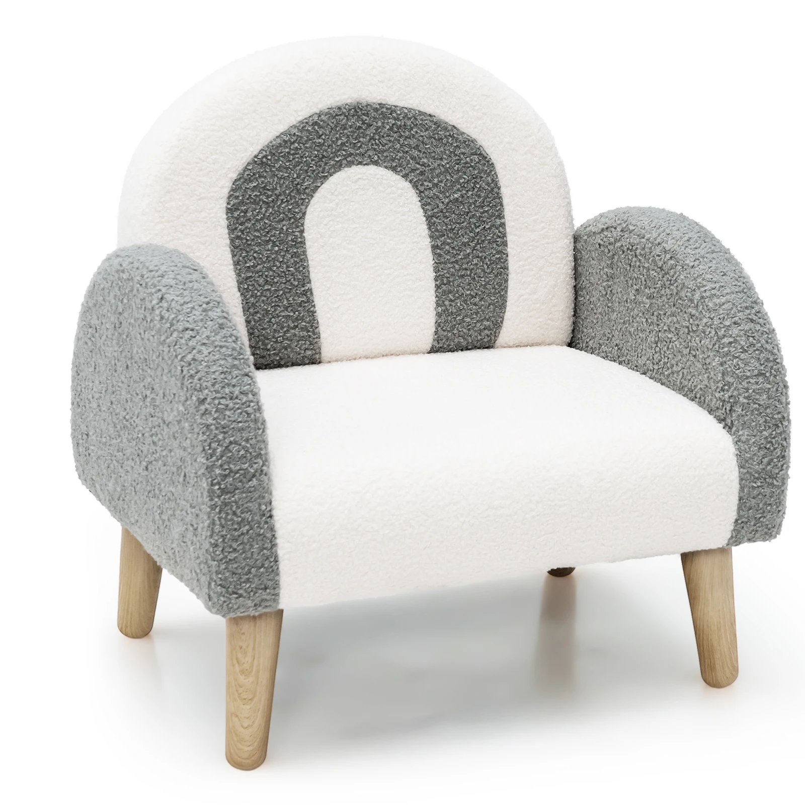 Sillón Infantil con Tela de Felpa Suave, Espuma de Alta Elasticidad, Patas de Madera Macizas, Sillón Tapizado para Niños, para Guardería, Sala de Juegos, Dormitorio