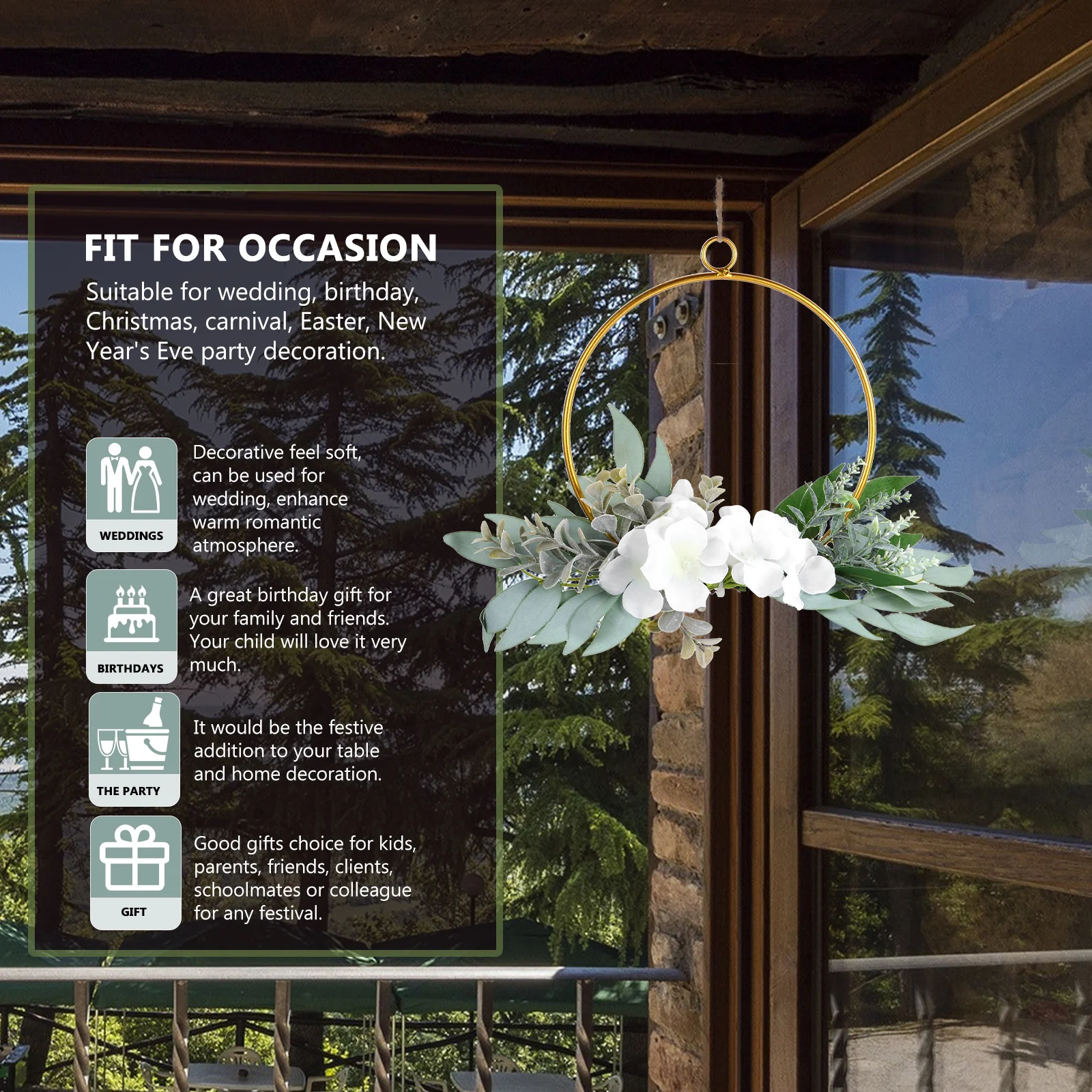 

Simulation Garland Valentine's Day Wedding Party Decorative Wreath Home Seasonal Decoration Eye-Catching Hanging Iron Craft